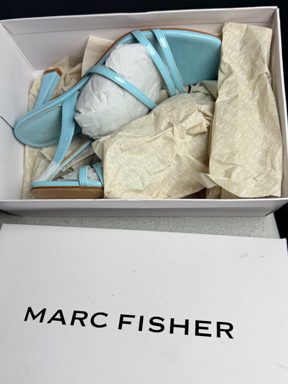 Marc Fisher Light Blue Patent Strappy Sling/Marc Fisher Women's Nalina /Size 7 - Picture 7 of 8